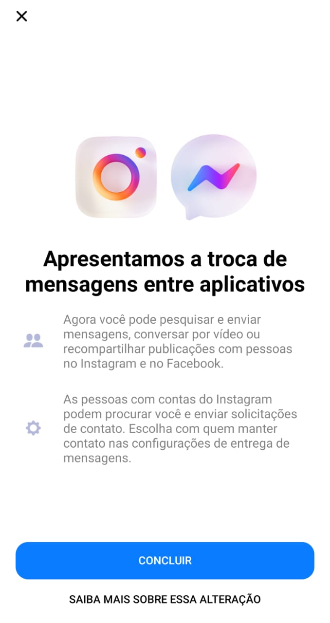 Integração Instagram e Messenger