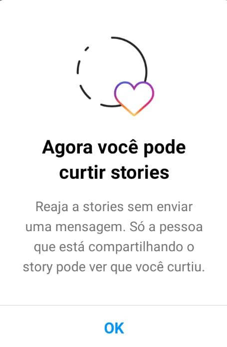 Novo anúncio do Instagram sobre curtida nos Stories