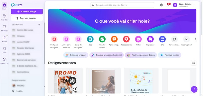 Modelos prontos no Canva