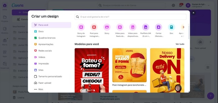 Modelos Prontos no Canva